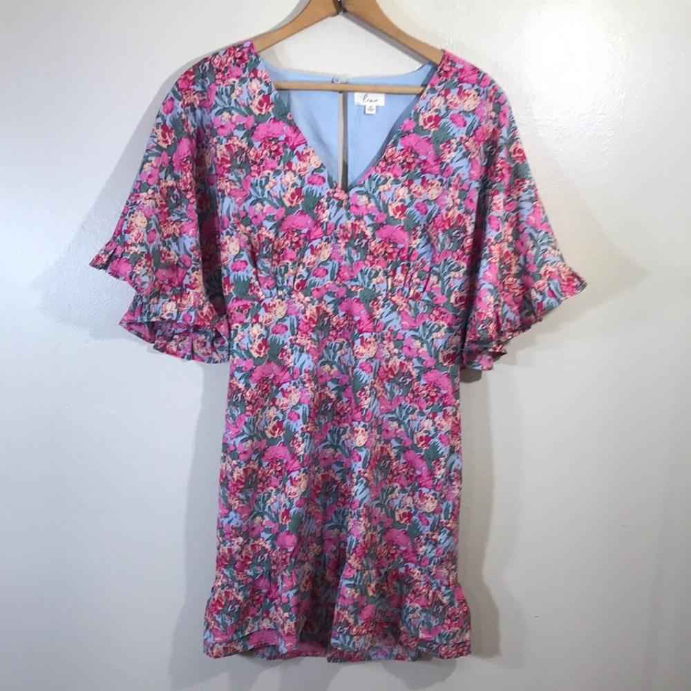 NEW Lens Floral Pink‎ and Blue Dress